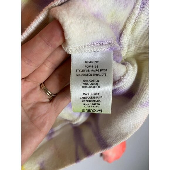 NWT RE/DONE x Hanes Classic Raglan Crewneck Neon Spiral Tie Dye-sz Large - Picture 7 of 9